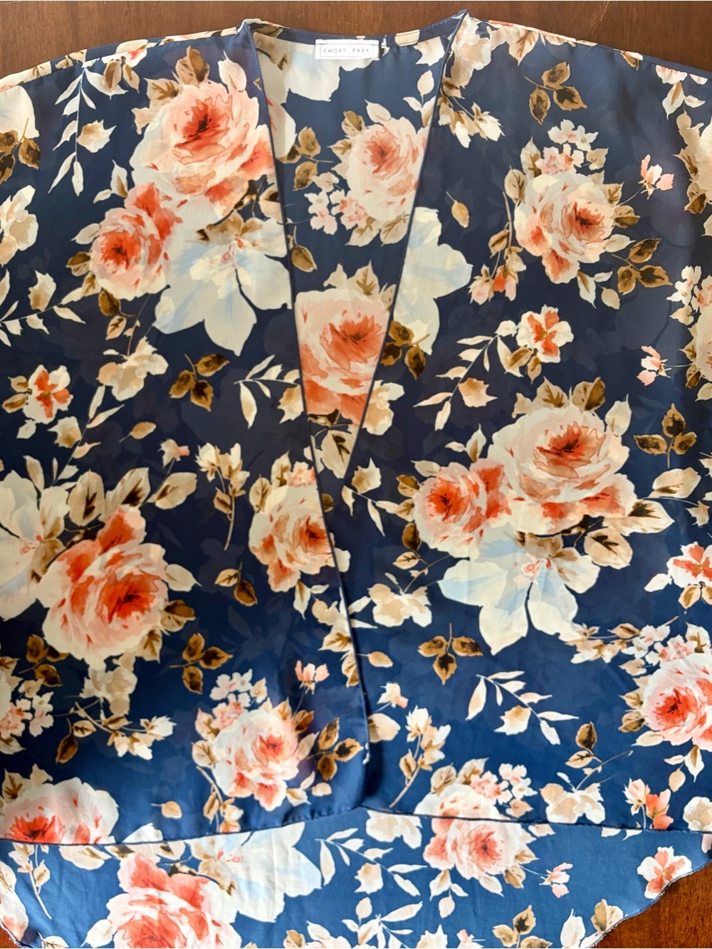 Emory Park Sheer Floral Kimono / Cardigan Open Front Side Slit Design - Picture 2 of 3